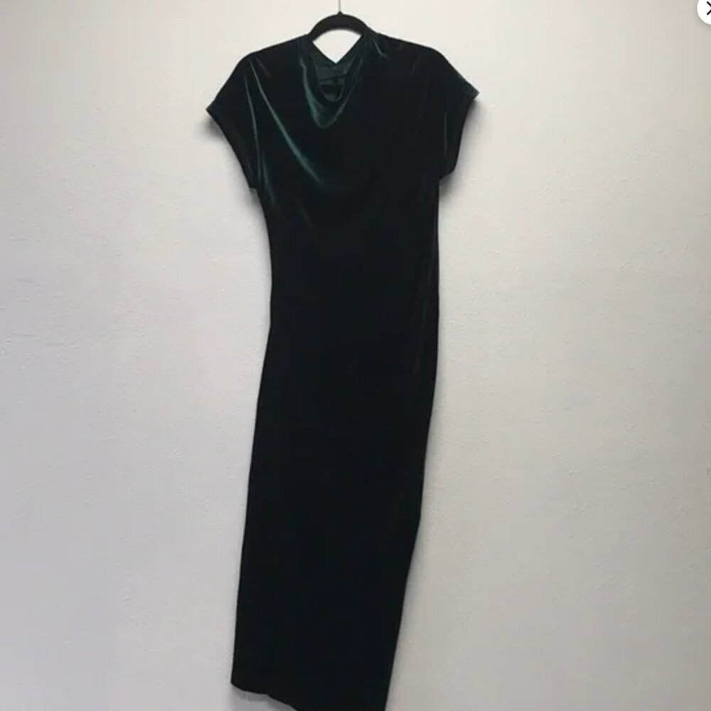 Zara Dark Green Velvet Maxi Dress